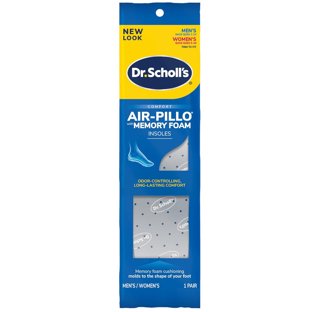 Dr. Scholl's Comfort Air-Pillo Memory Foam Insoles 1 Pair (Men's 7-13/Women's 5-10),888853002200,
