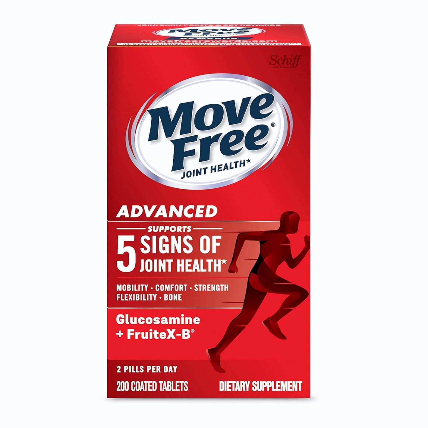 Schiff Move Free Advanced Glucosamine + FruiteX-B 200 Tablets