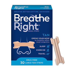 Breathe Right Original Tan Large Nasal Strips 30 Count