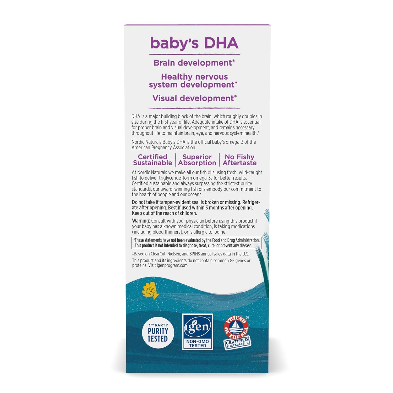 Nordic Naturals Baby's DHA 1050mg Omega-3 Fish Oil Supplement For 0-12 Months 60ml,768990537875