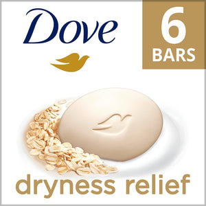 Dove Beauty Bar Dryness Relief Oatmeal & Rice Milk Soap (Pack Of 6) 106g Each