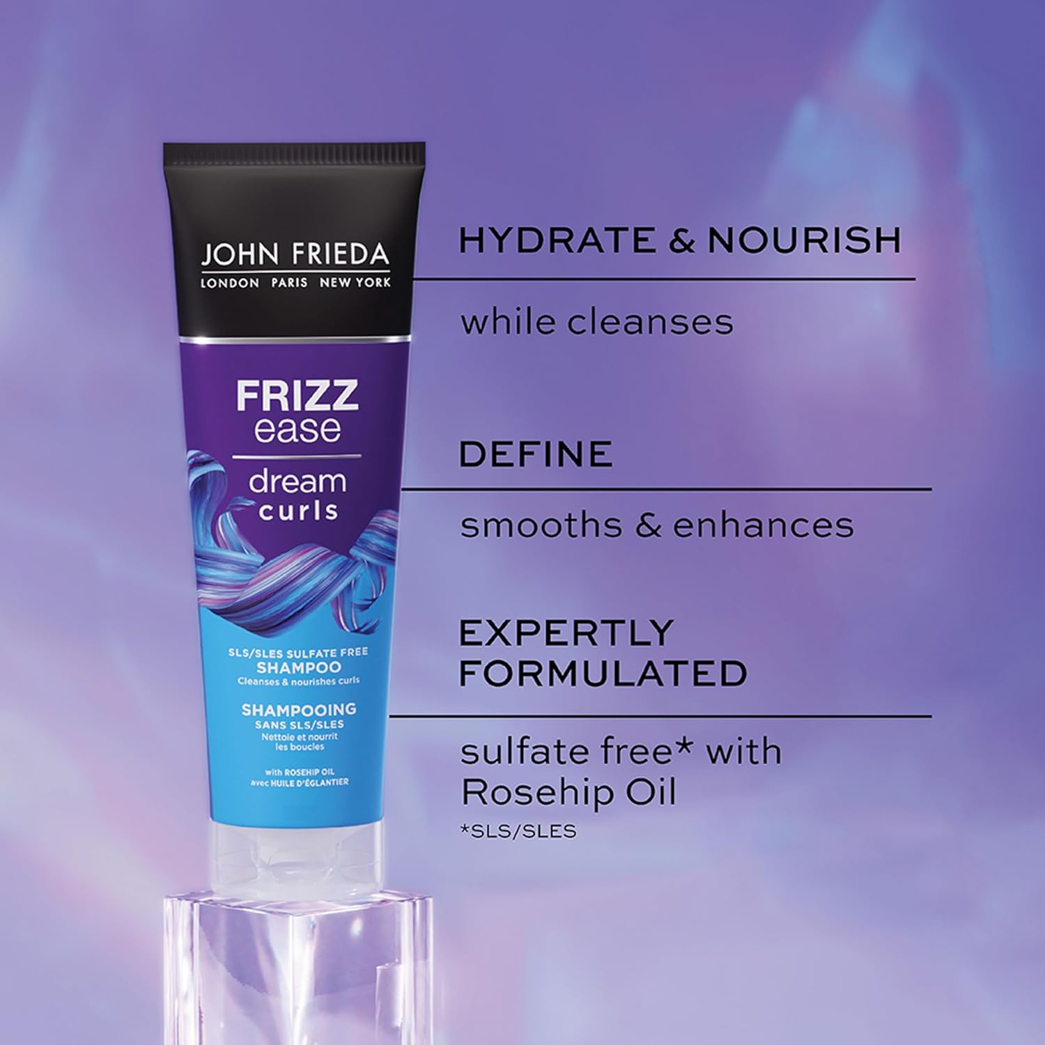 John Frieda Frizz Ease Dream Curls Sulfate Free Rosehip Oil Shampoo 250ml,5017634005962,