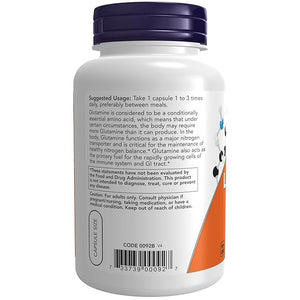 Now Foods L-Glutamine 500mg 120 Veg Capsules