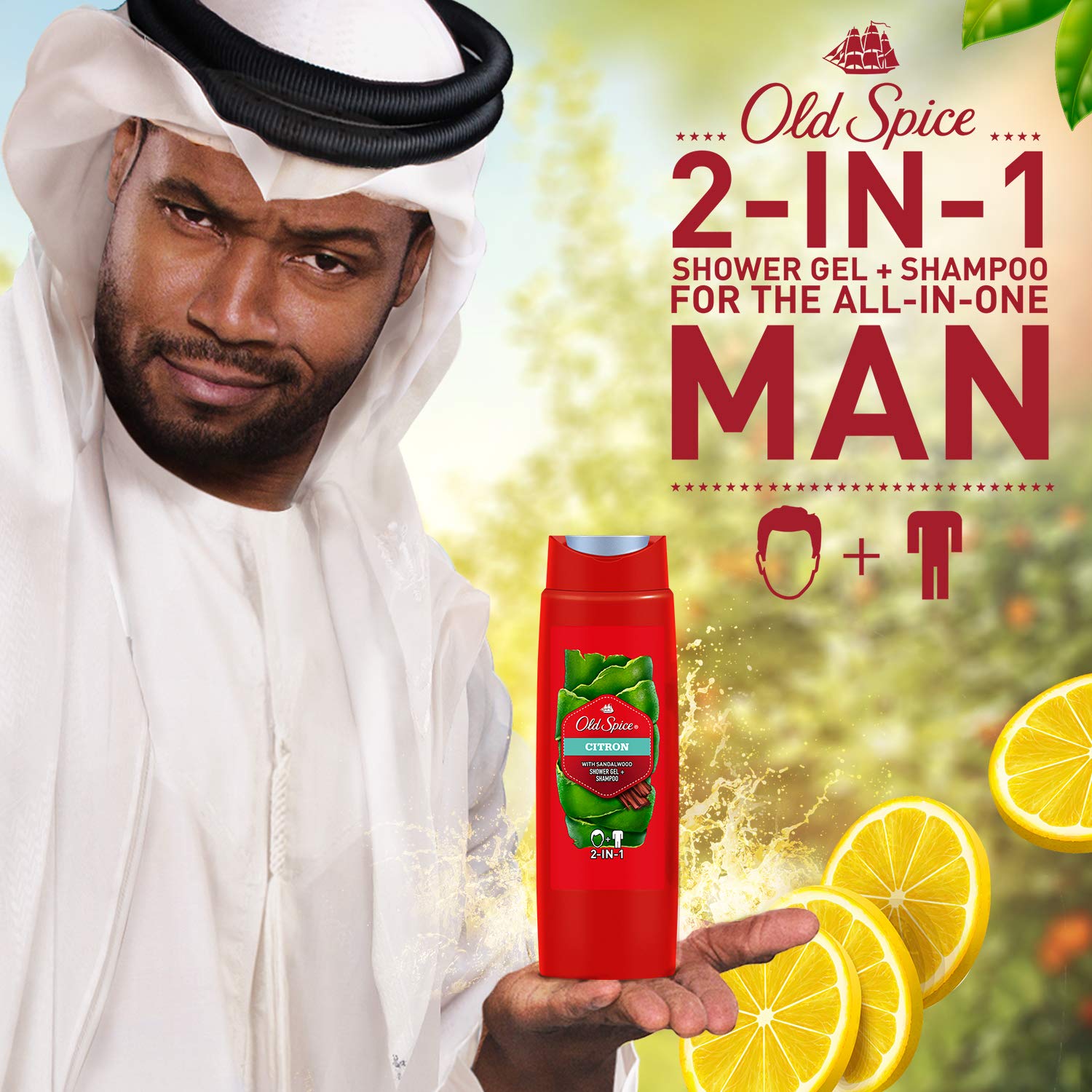 Old Spice Citron With Sandalwood 2-In-1 Shower Gel & Shampoo 400ml,8001090533890