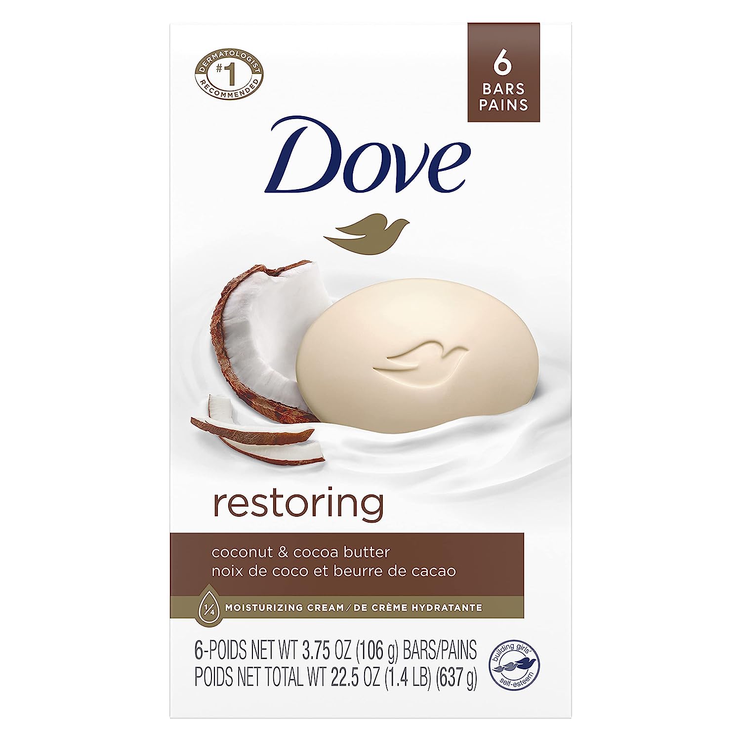 Dove Beauty Bar Purely Pampering Coconut Milk & Jasmine Petals Soap (Pack Of 6) 106g Each,011111347861,