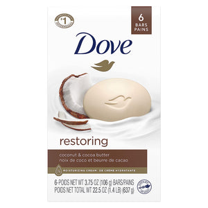 Dove Beauty Bar Purely Pampering Coconut Milk & Jasmine Petals Soap (Pack Of 6) 106g Each,011111347861,