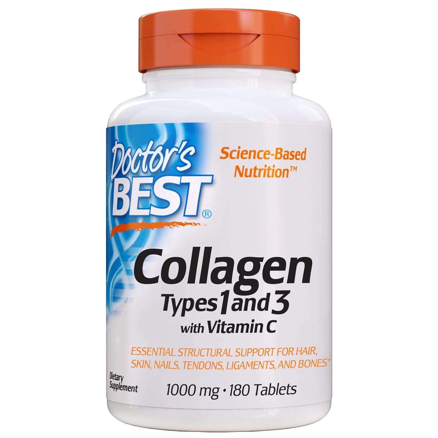 Doctor's Best Collagen Types 1 & 3 Vitamin C 1000mg 180 Tablets,753950002043,
