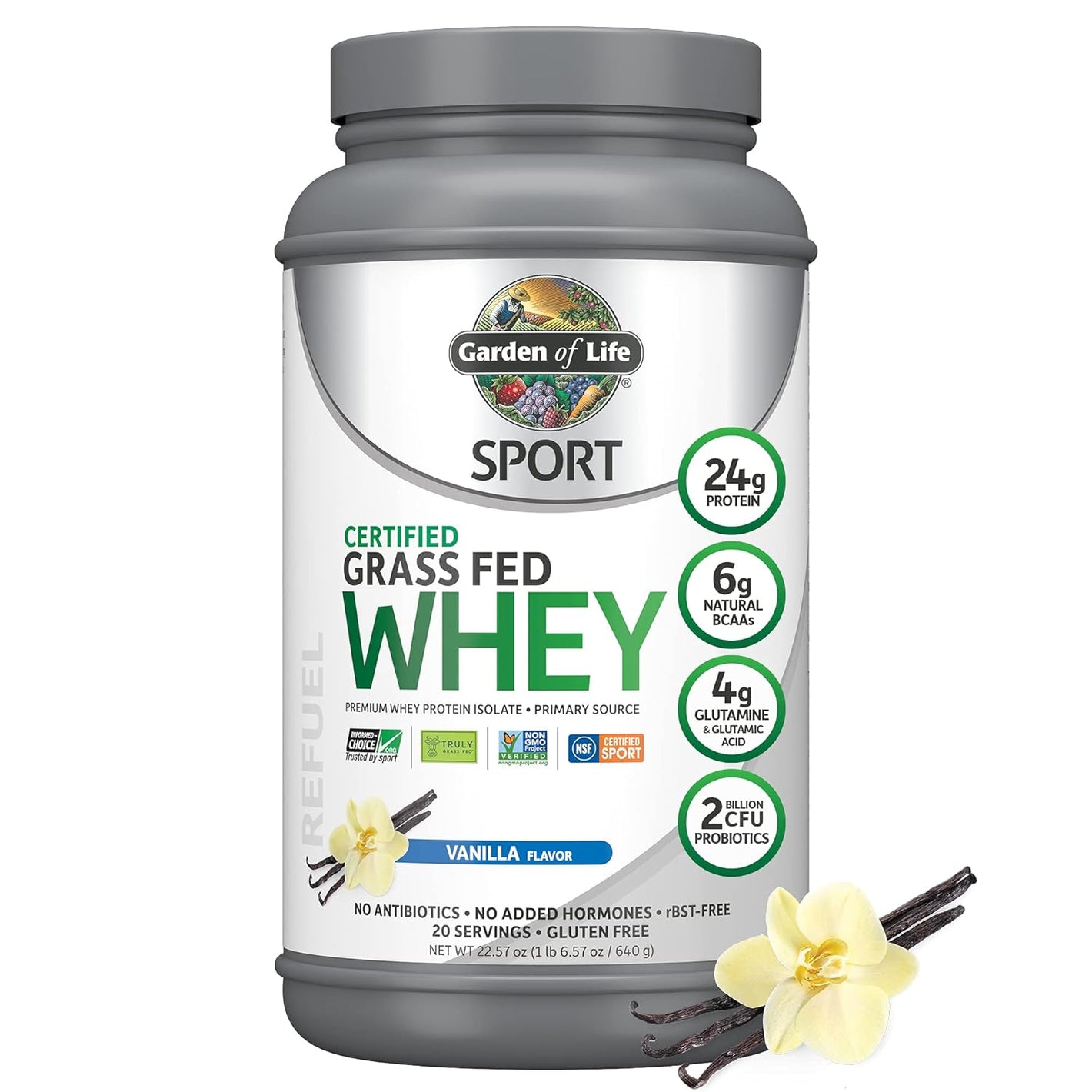 Garden Of Life Sport Certified Grass Fed Whey Vanilla Flavour Powder 640g