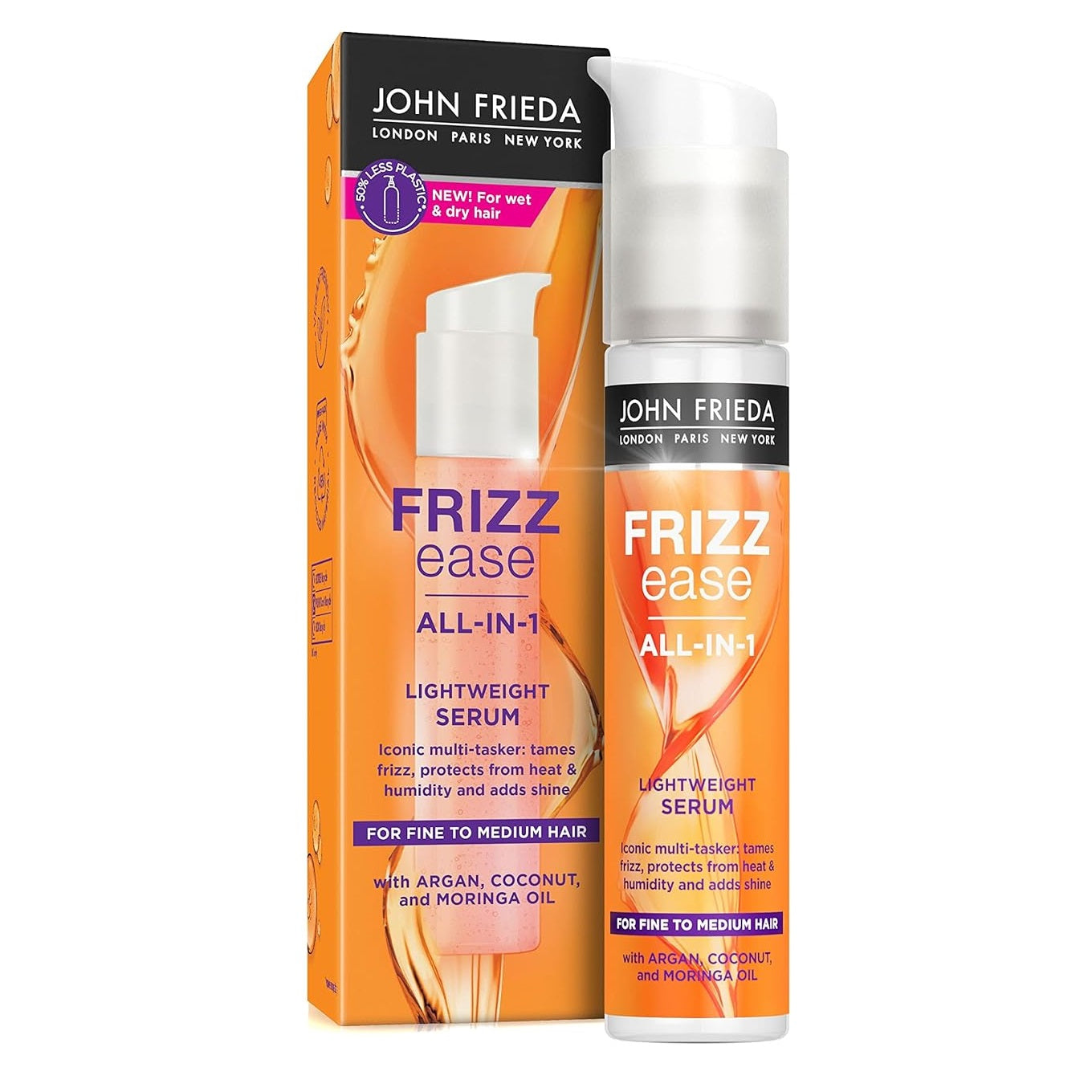 John Frieda Frizz Ease Argan, Coconut & Moringa Oil All in 1 Lightweight Serum 50ml,5037156202014,