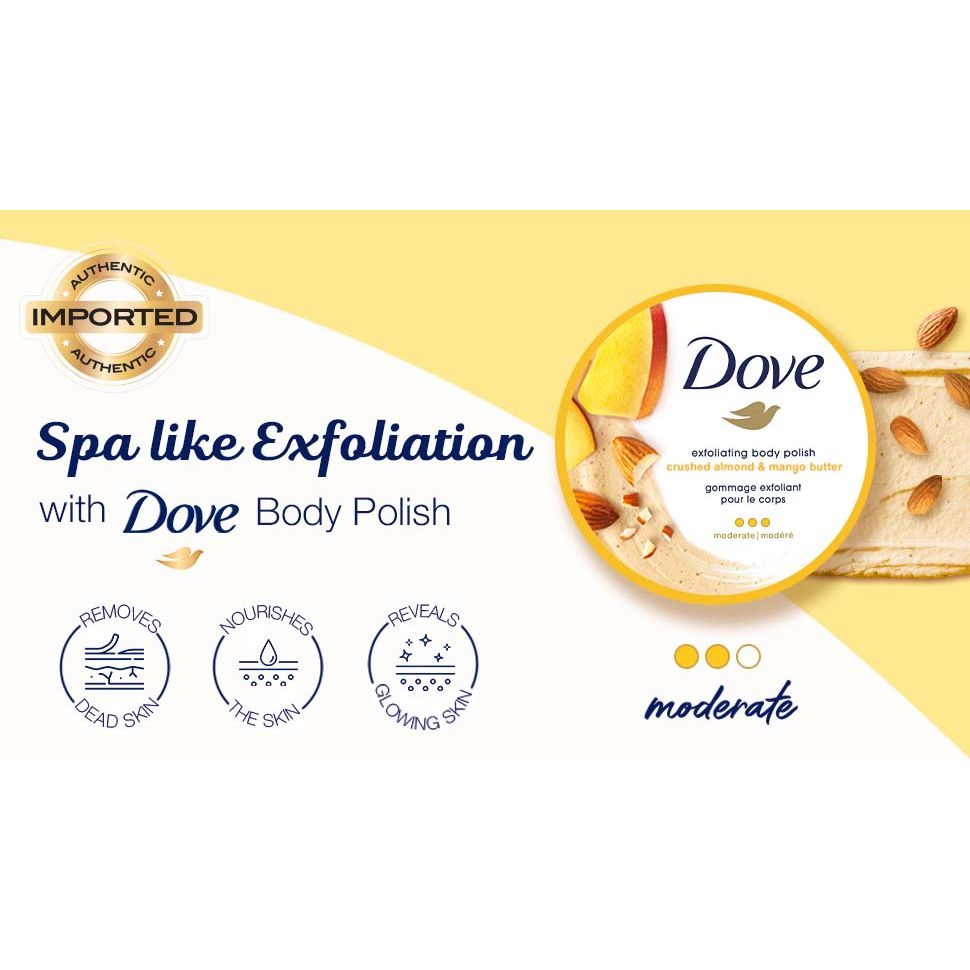 Dove Crushed Almond & Mango Butter Exfoliating Body Scrub 298g,011111016958,
