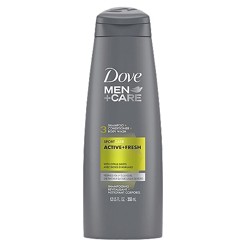Dove Men +Care Sport Care Active + Fresh 3-In-1 Shampoo, Conditioner & Body Wash 355ml,079400461636,