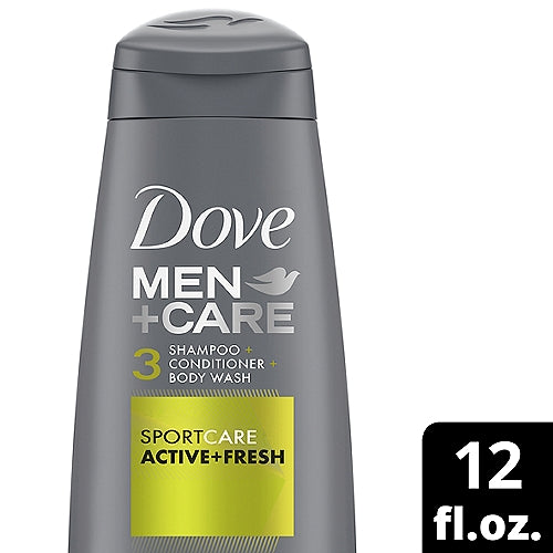 Dove Men +Care Sport Care Active + Fresh 3-In-1 Shampoo, Conditioner & Body Wash 355ml,079400461636,