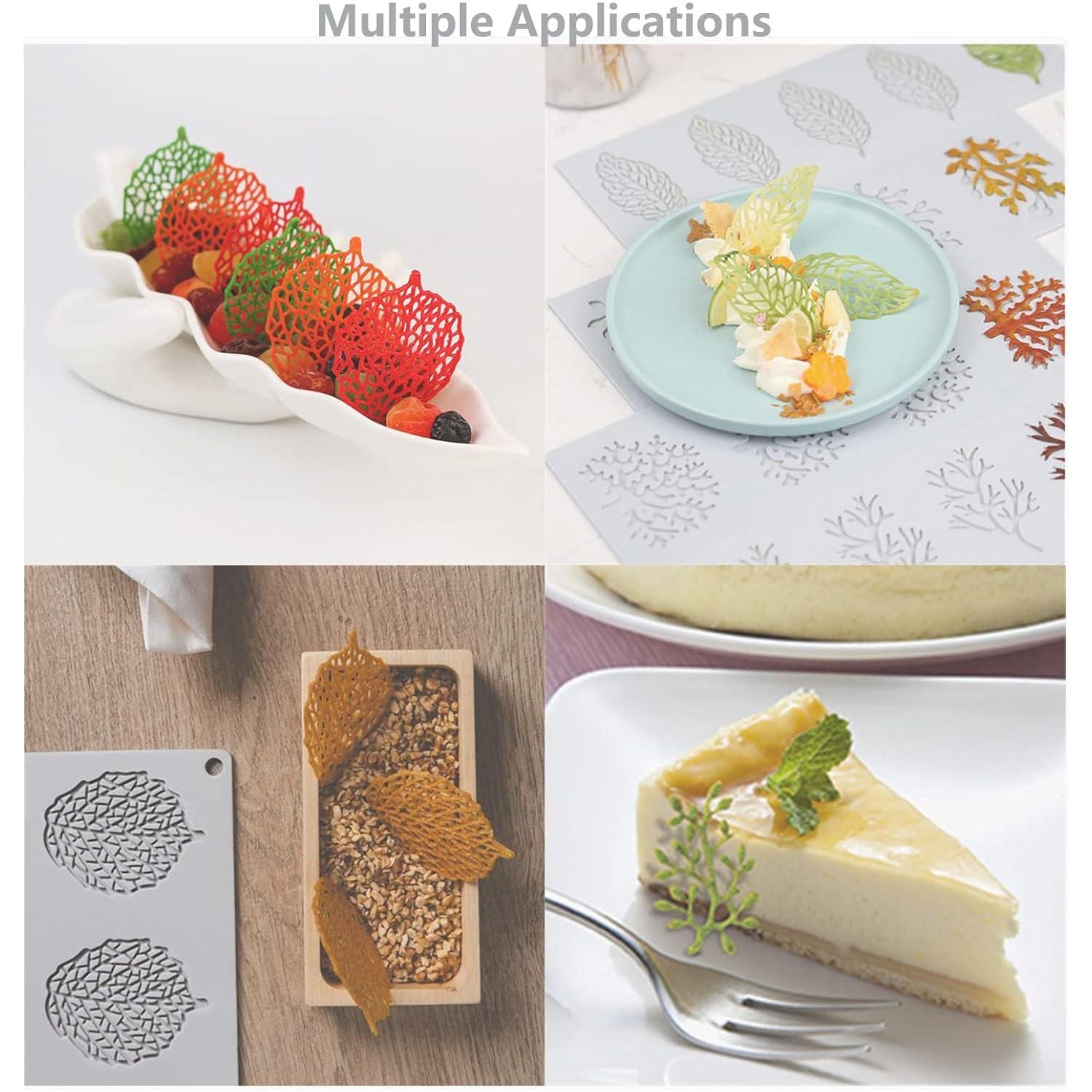 7Pcs Leaf Molds Silicone Fondant Molds With Dough Scraper Silicone Spatula, 3D Coral Branch Leaf Chocolate Molds, Silicone Molds For Baking, Sugar Craft, Wax, Gum Paste, Cupcakes, Clay,