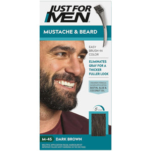 Just For Men Moustache & Beard M-45 Dark Brown Easy Brush-In Color