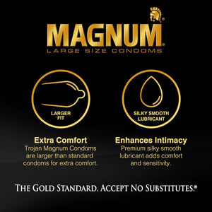 Trojan Magnum Large Size Lubricated Latex Condoms 12 Count