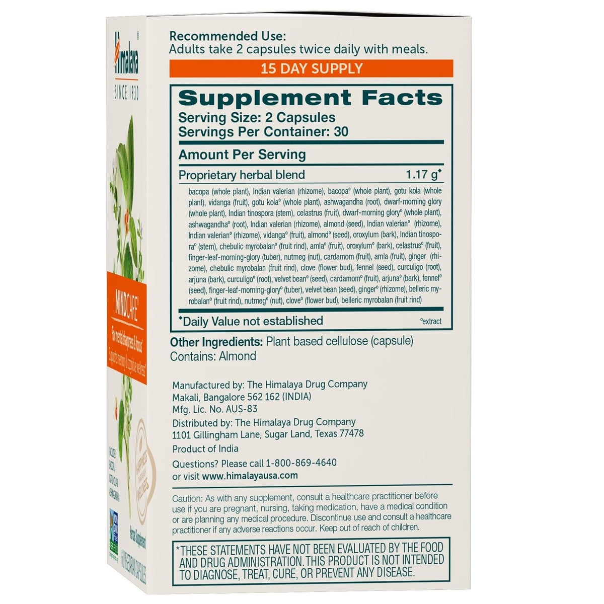 Himalaya Mind Care For Mental Sharpness & Focus 60 Veg Capsules,605069006019