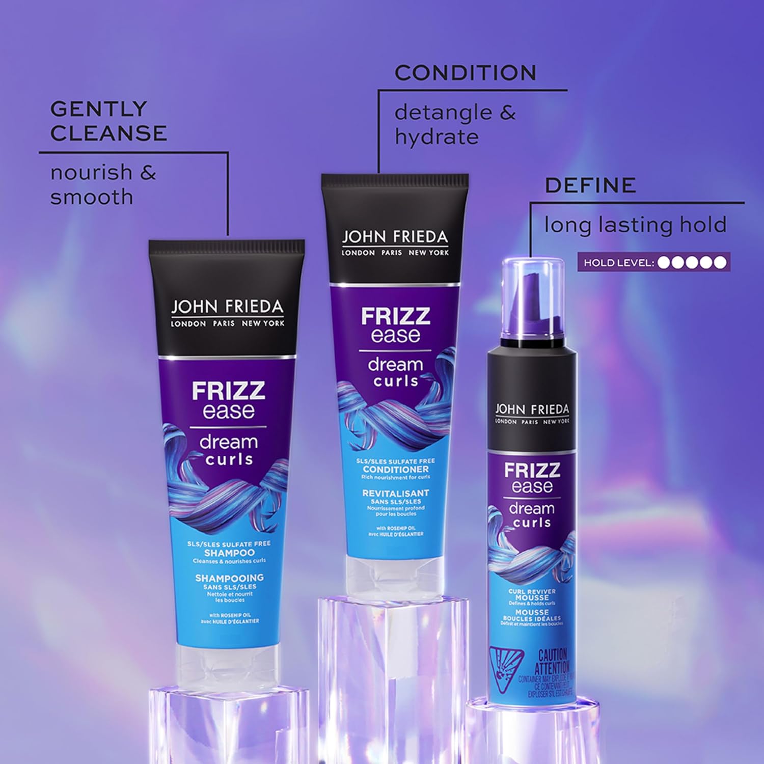 John Frieda Frizz Ease Dream Curls Sulfate Free Rosehip Oil Shampoo 250ml,5017634005962,
