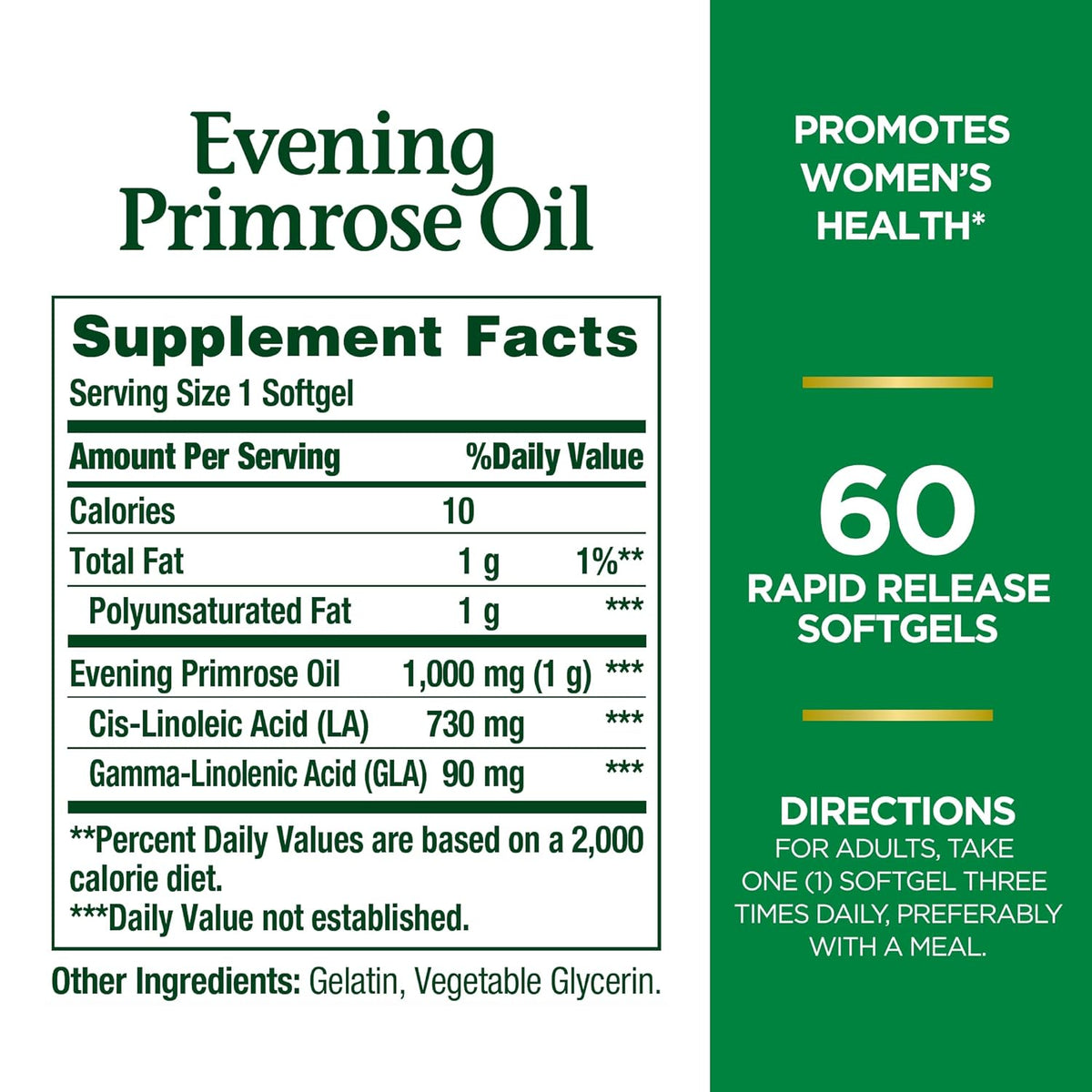 Nature's Bounty Evening Primrose Oil 1000mg 60 Softgels,074312073731