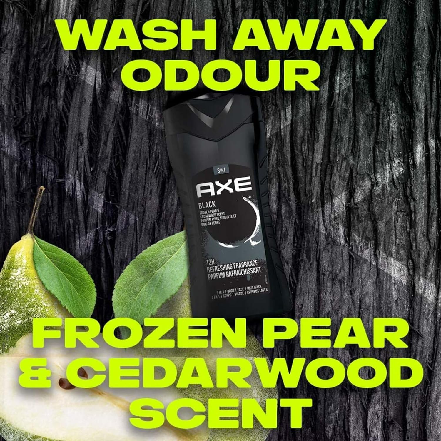 AXE Black Frozen Pear & Cedarwood 3-In-1 Body, Face & Hair Wash 250ml,8901030866746