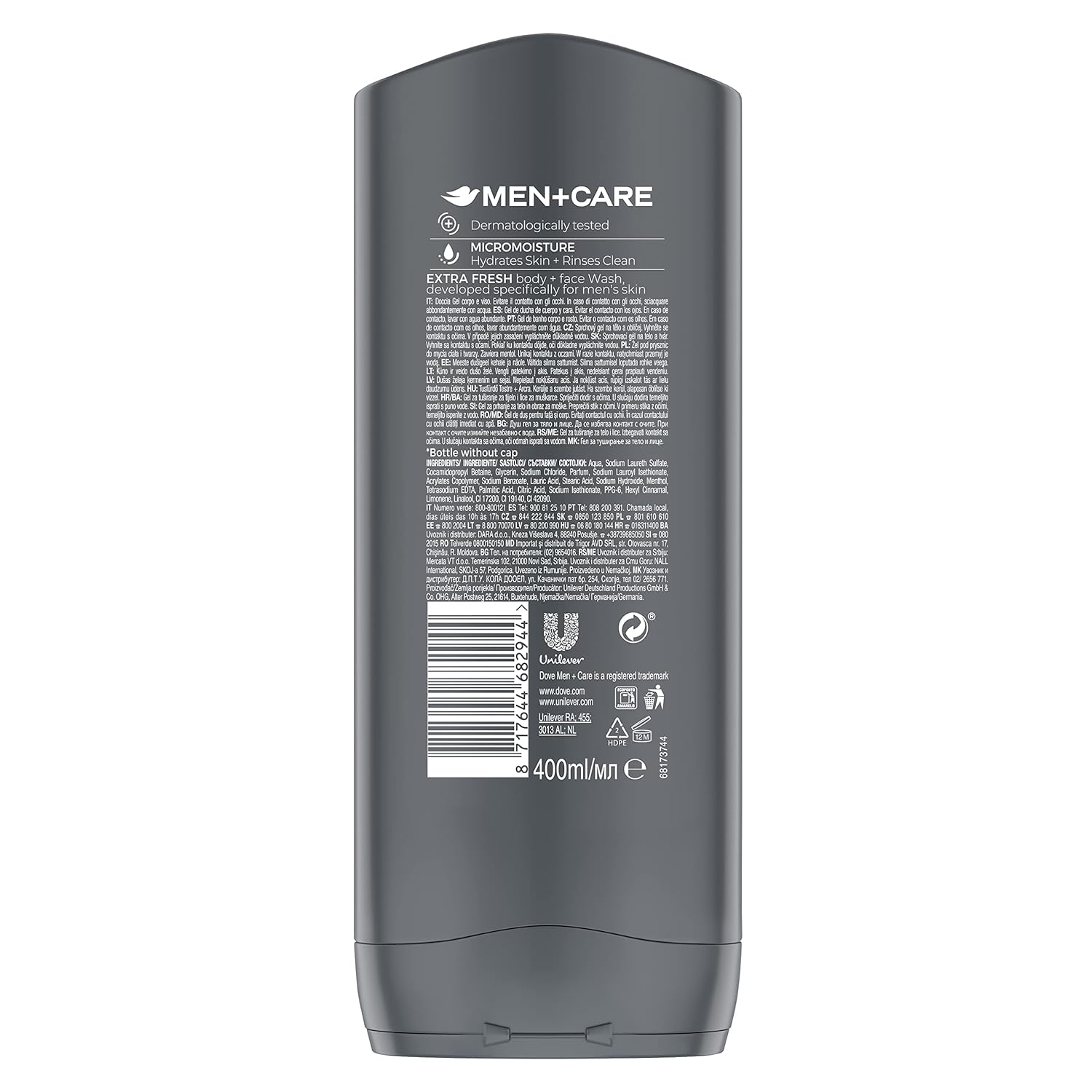 Dove Men +Care Extra Fresh Cooling Agent Body & Face Wash 400ml,8717644682944,