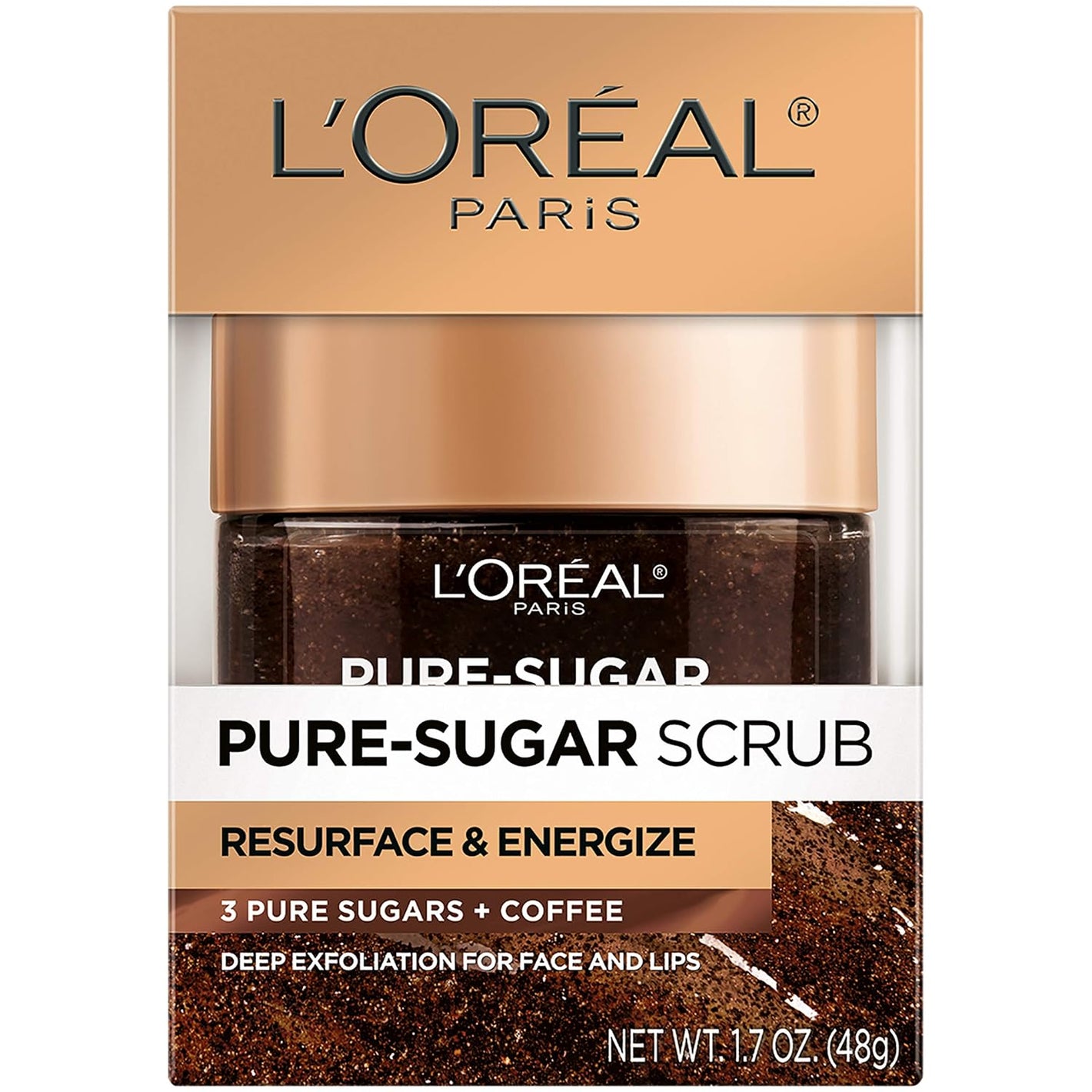 L'Oreal Paris Resurface & Energize Pure-Sugar Scrub 48g,3600523694877