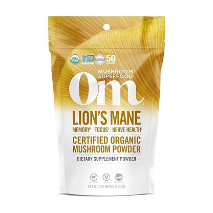 OM Lion's Mane Mushroom Superfood Organic Powder 100g