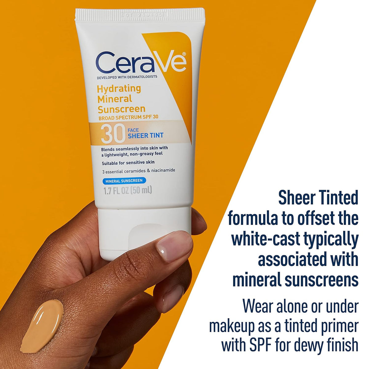 CeraVe SPF 30 Face Sheer Tint Hydrating Mineral Sunscreen 50ml,3606000512313