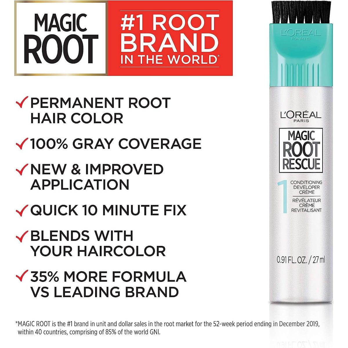 L'Oreal Paris Magic Root Rescue Black Shade No.5 Root Coloring Kit 27ml,071249418109,