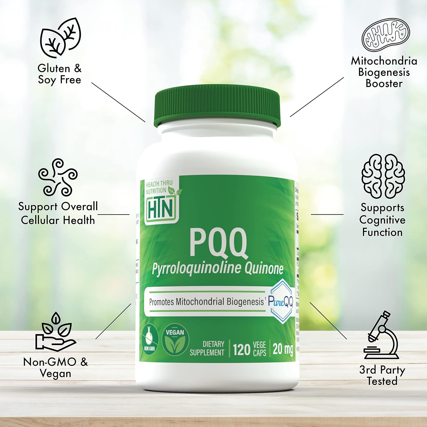 Health Thru Nutrition PQQ Pyrroloquinoline Quinone 20mg 120 Veg Capsules,X000QDVC8B,