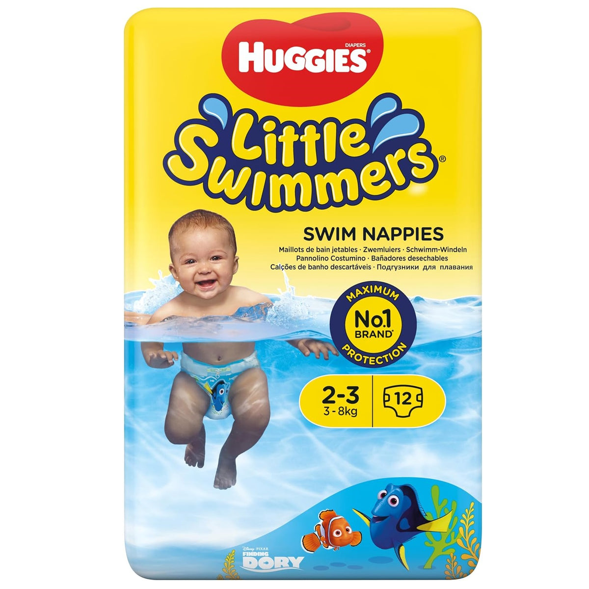 Huggies Little Swimmers Disney Pixar Finding Dory 12 Swim Nappies Size No.2-3 (3-8kg),5029053537795,