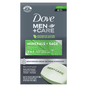 Dove Men +Care Minerals + Sage Reviving 3-In-1 Bar Soap (Pack Of 6) 106g Each