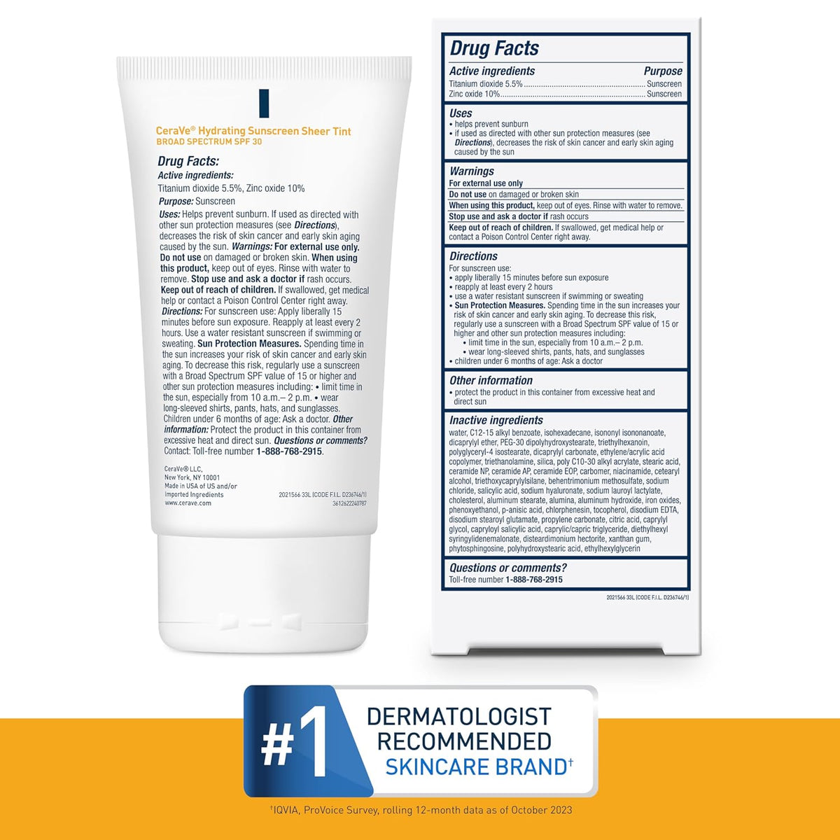 CeraVe SPF 30 Face Sheer Tint Hydrating Mineral Sunscreen 50ml,3606000512313