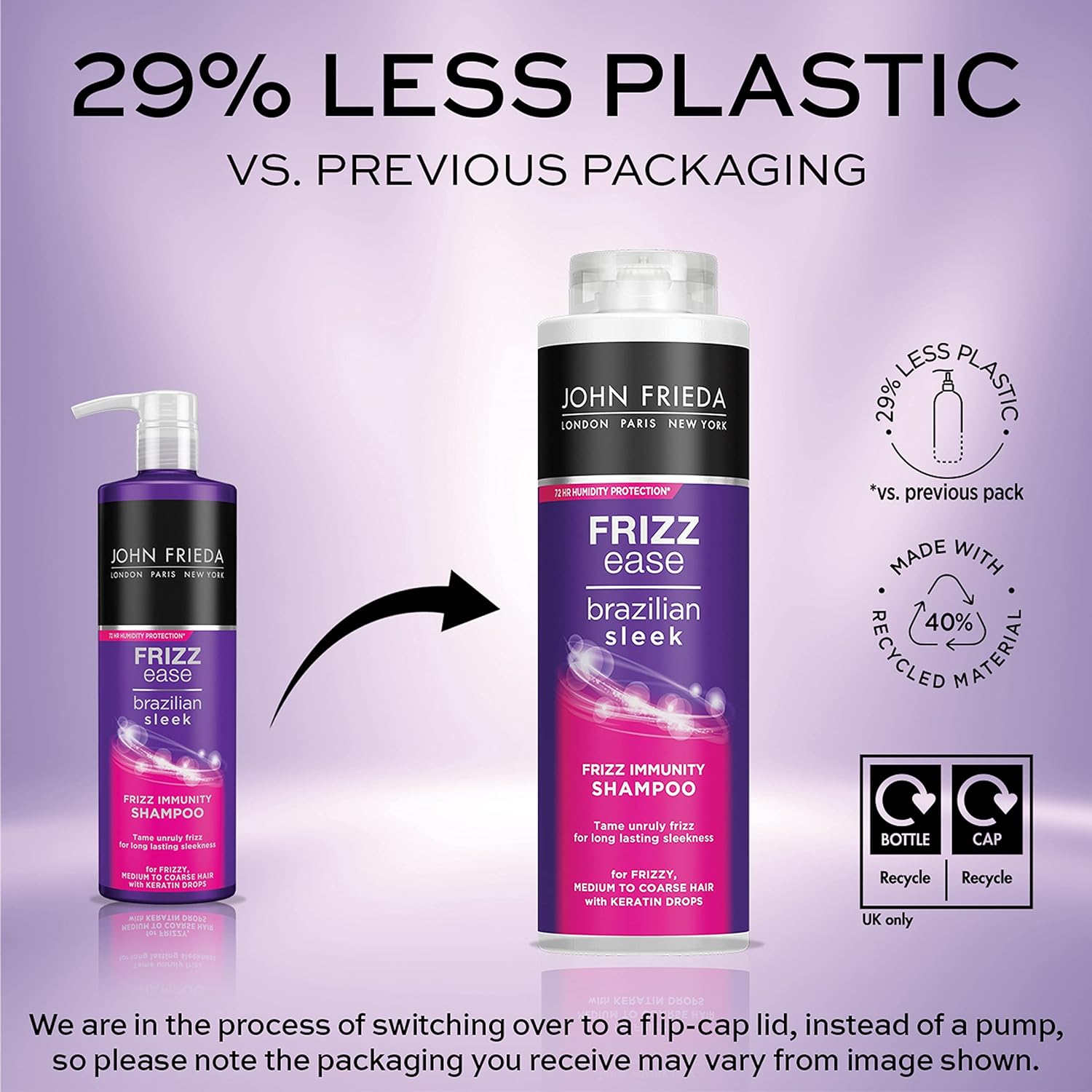 John Frieda Frizz Ease Brazilian Sleek Keratin Drops Shampoo 500ml,5037156271560,