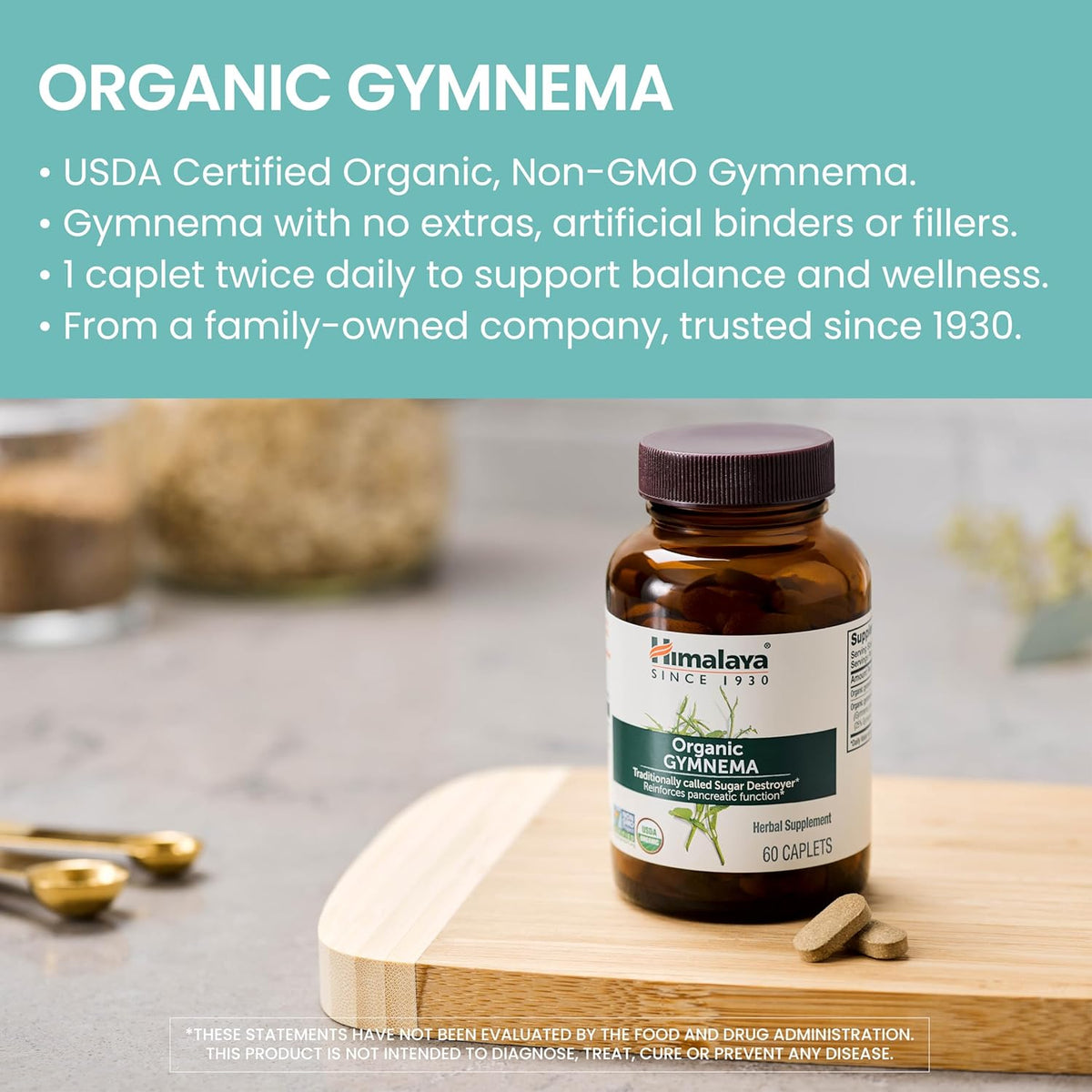 Himalaya Organic Gymnema For Pancreatic Function 60 Caplets,605069418010,