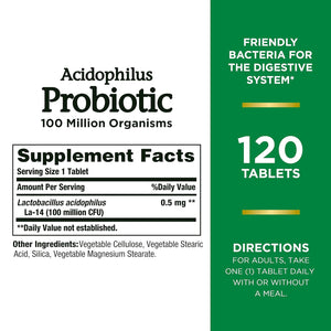 Nature's Bounty Acidophilus Probiotic 120 Tablets