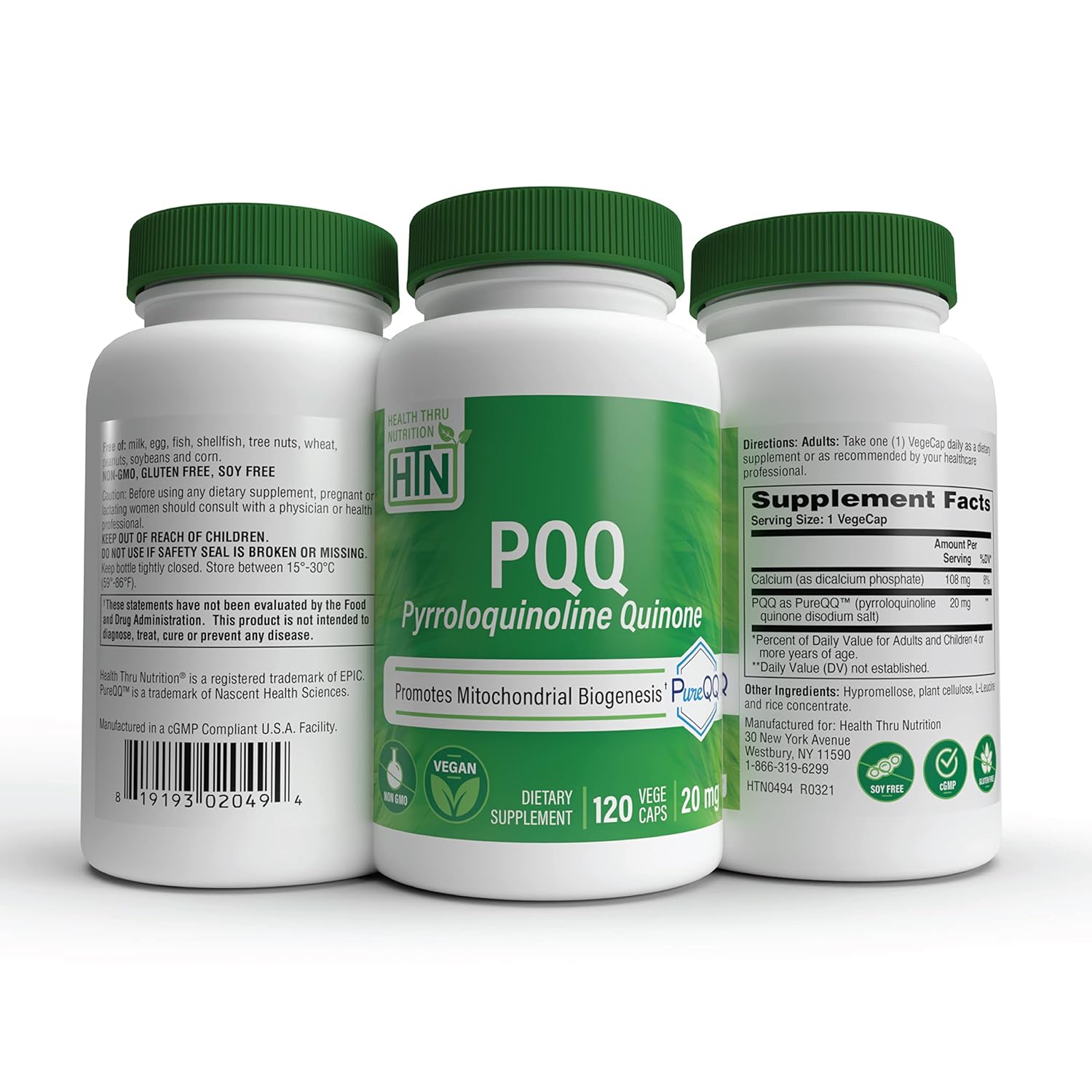 Health Thru Nutrition PQQ Pyrroloquinoline Quinone 20mg 120 Veg Capsules,X000QDVC8B,
