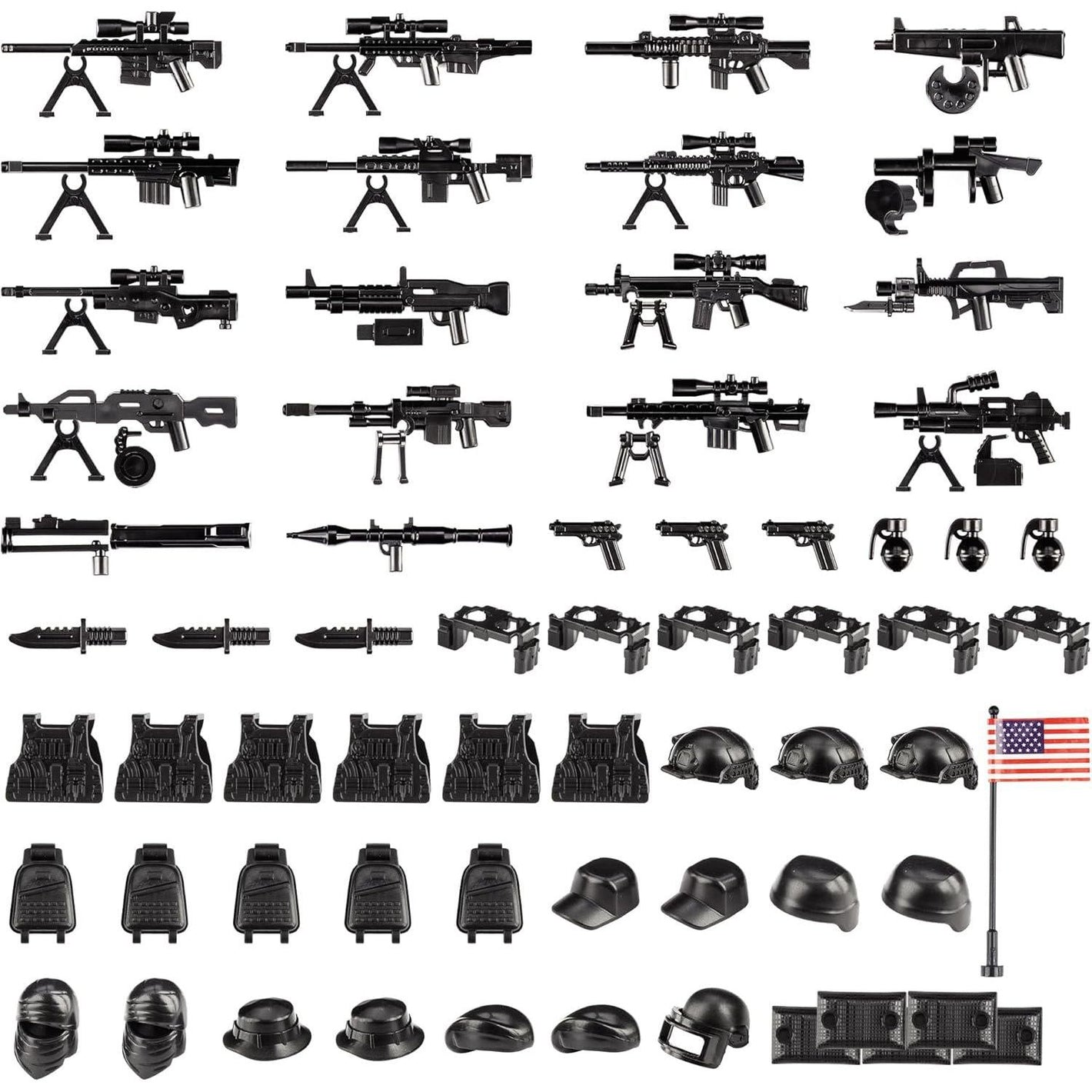 83 Pcs Weapons Pack Military, Toy Soldiers Figures US Army Battle Toy Set, Weapon Battle Building Blocks Compatible With Major Brand, 3 Years Old And Up,