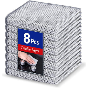 Wangjinpeng Multipurpose Wire Dishwashing Rag, Non-Scratch Steel Mesh Cloth, Reusable for Cookware & Dishes, 8-Pack