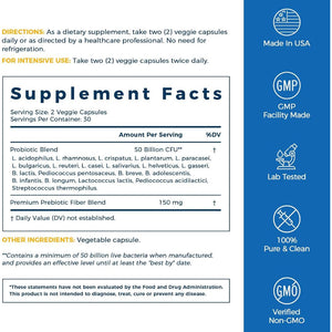 NewRhythm Probiotics 20 Strains 50 Billion CFU 60 Veg Capsules