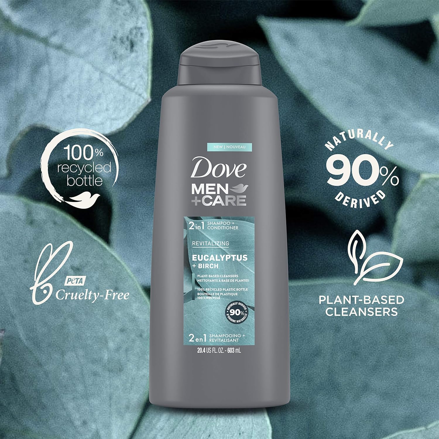 Dove Men +Care Eucalyptus + Birch Revitalizing 2-In-1 Shampoo + Conditioner 603ml,079400479174,