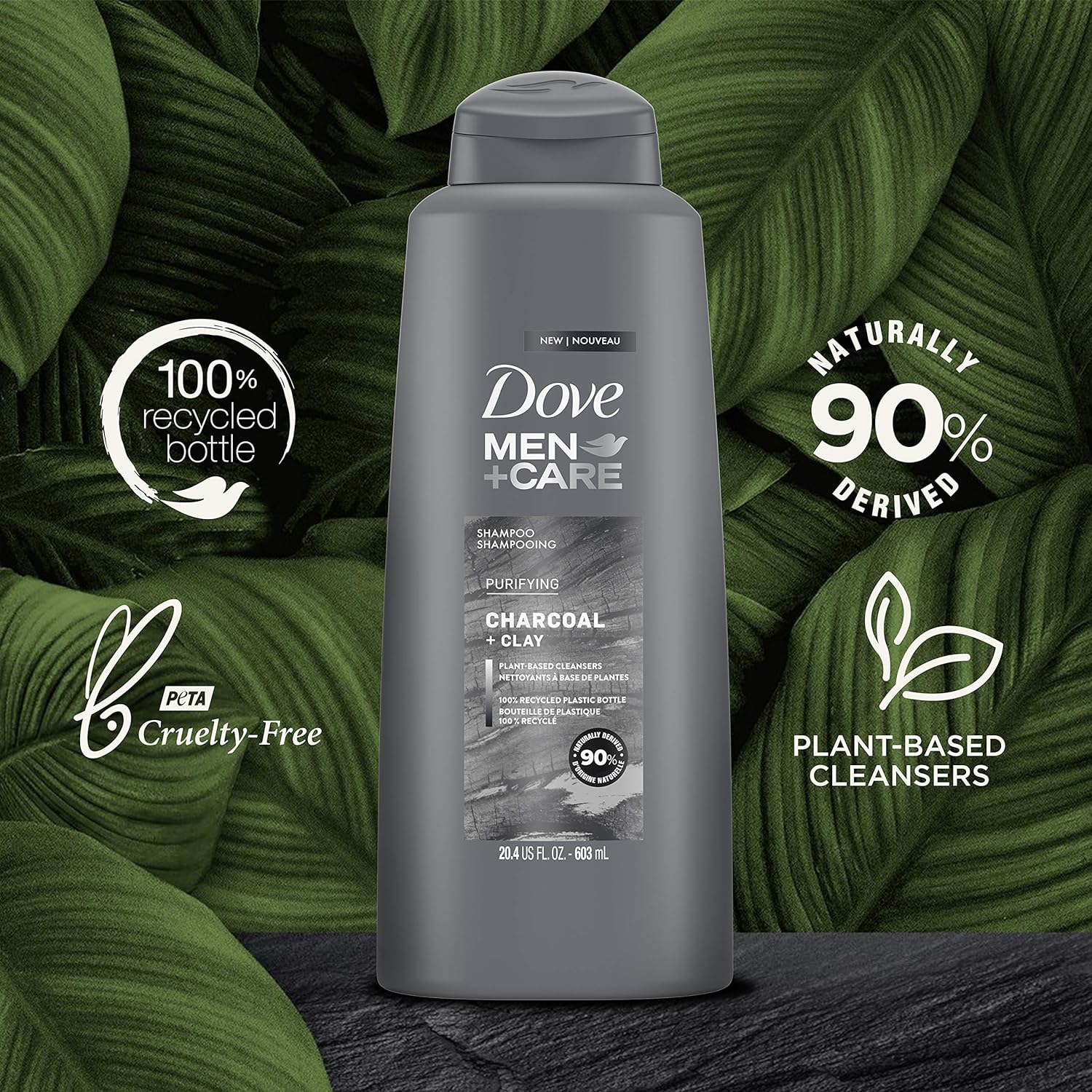 Dove Men +Care Charcoal + Clay Purifying Shampoo 603ml,079400453327,