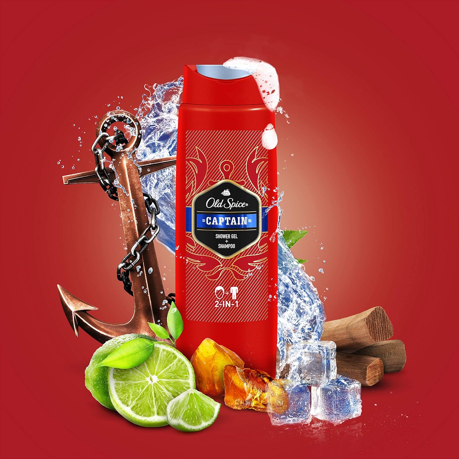 Old Spice Captain 2-In-1 Shower Gel & Shampoo 250ml,8001090965431,