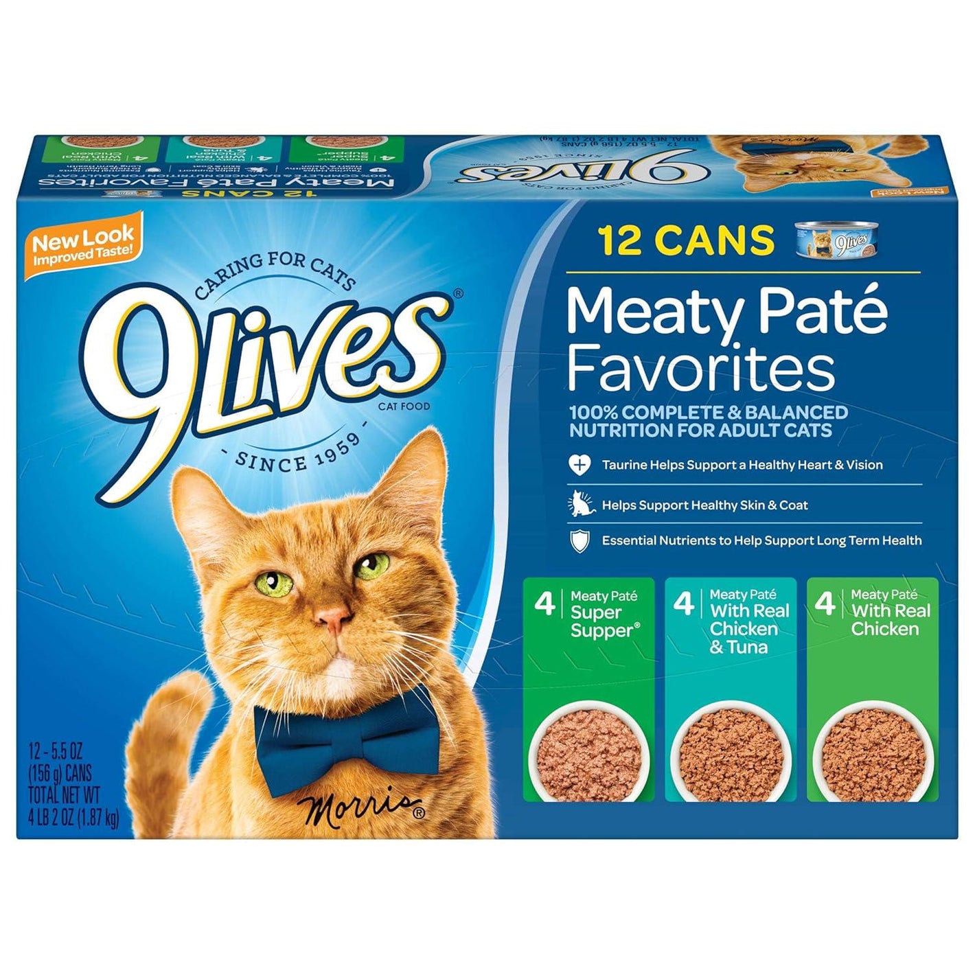 9Lives Pate Favorites Wet Cat Food Variety Pack 5.5 oz Cans Pack of 12