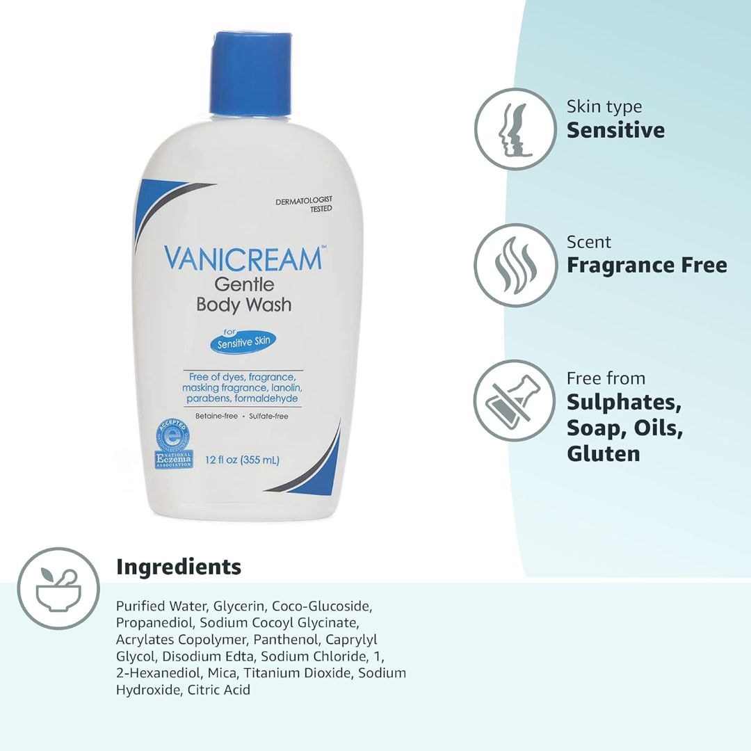 Vanicream Gentle Body Wash For Sensitive Skin 355ml