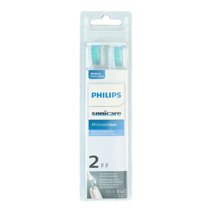 Philips Sonicare C1 HX6012/04 Medium Simply Clean White Brush Head (Pack Of 2)