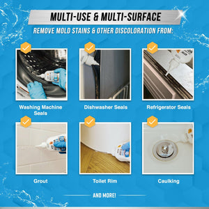 Active Mold Stain Remover Gel Cleaner, Heavy Duty for Washing Machine Seals, Grout, Caulk, 7oz