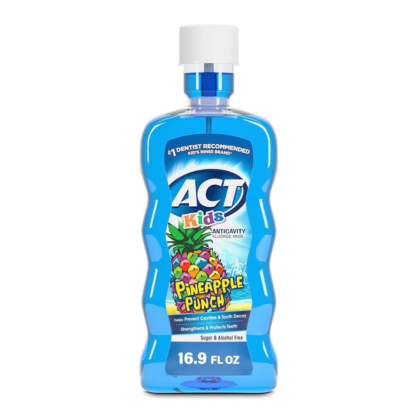 ACT Kids Anticavity Fluoride Rinse, Pineapple Punch Flavor, 169 fl oz, Alcohol-Free with Accurate Dosing Cup, Dental Care for Kids