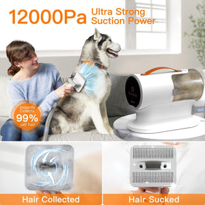 Airrobo Pet Grooming Vacuum Kit 12000Pa with 2L Bin for Dog Hair Quiet Vacuum for Shedding
