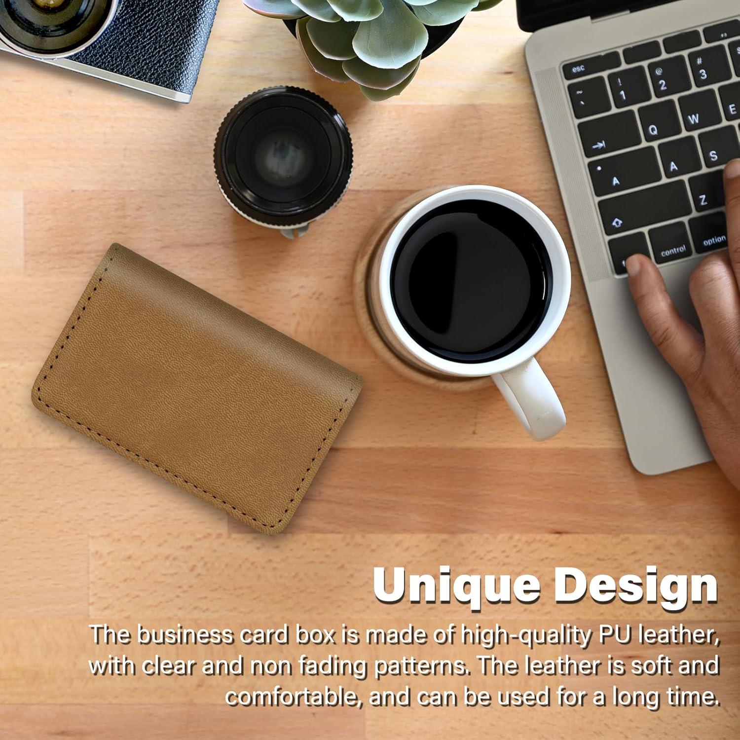 AI-DEE RFID Blocking Wallet - Minimalist Leather Business Credit Card Holder (PW-Apricot),