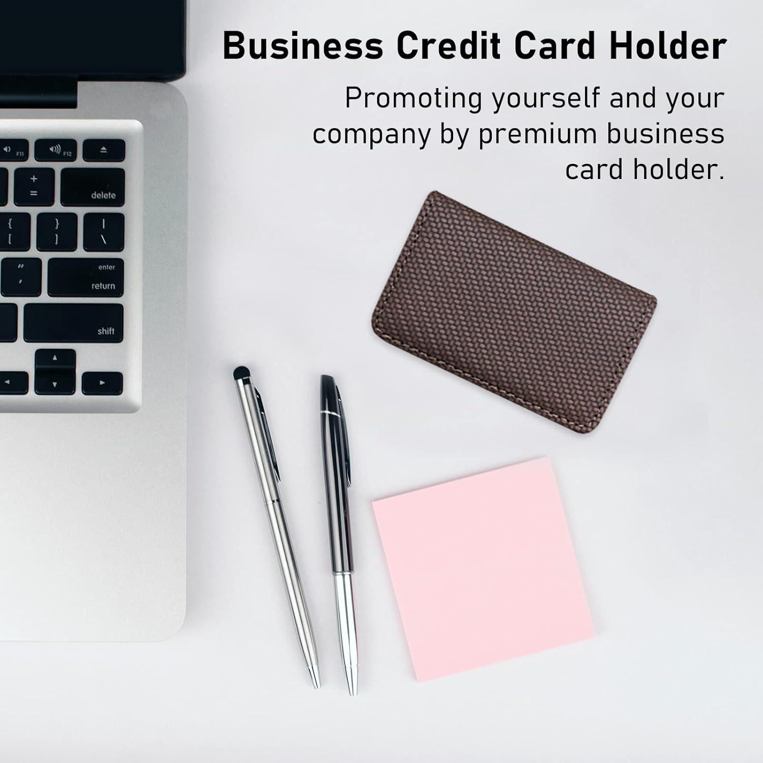 AI-DEE RFID Blocking Wallet - Minimalist Leather Business Credit Card Holder (Woven Coffee),